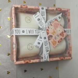 Brand new Sand and Paws "I wuf you" 4  candles set